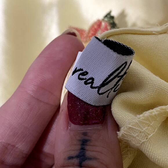 Realtix Coquette Floral Embroidery Shiny Yellow Full Length Gown - Picture 15 of 16